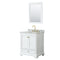 Wyndham Deborah 30" Single Bathroom Vanity In White With White Carrara Marble Countertop Undermount Oval Sink Brushed Gold Trims And 24" Mirror WCS202030SWGCMUNOM24