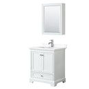 Wyndham Deborah 30" Single Bathroom Vanity In White With White Cultured Marble Countertop Undermount Square Sink And Medicine Cabinet WCS202030SWHWCUNSMED