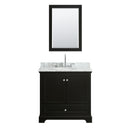 Wyndham Deborah 36" Single Bathroom Vanity In Dark Espresso White Carrara Marble Countertop Undermount Oval Sink and Medicine Cabinet WCS202036SDECMUNOMED