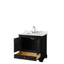 Wyndham Deborah 36" Single Bathroom Vanity In Dark Espresso White Carrara Marble Countertop Undermount Square Sink and No Mirror WCS202036SDECMUNSMXX