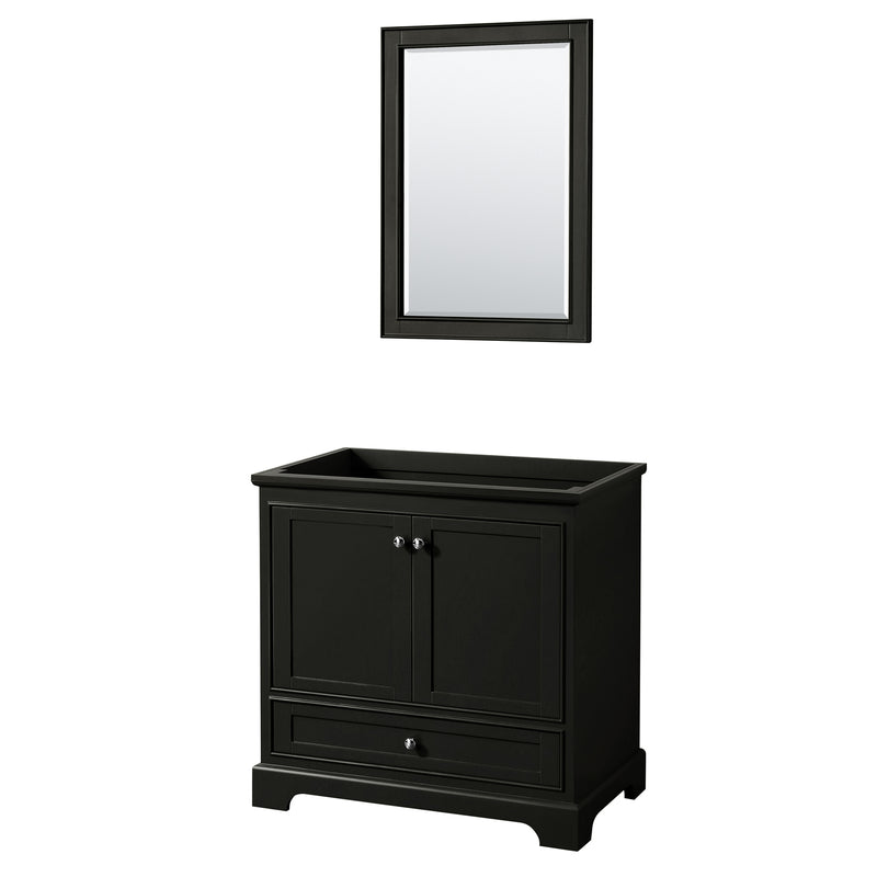 Wyndham Deborah 36" Single Bathroom Vanity In Dark Espresso No Countertop No Sink And 24" Mirror WCS202036SDECXSXXM24