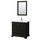 Wyndham Deborah 36" Single Bathroom Vanity In Dark Espresso With White Cultured Marble Countertop Undermount Square Sink And 24" Mirror WCS202036SDEWCUNSM24