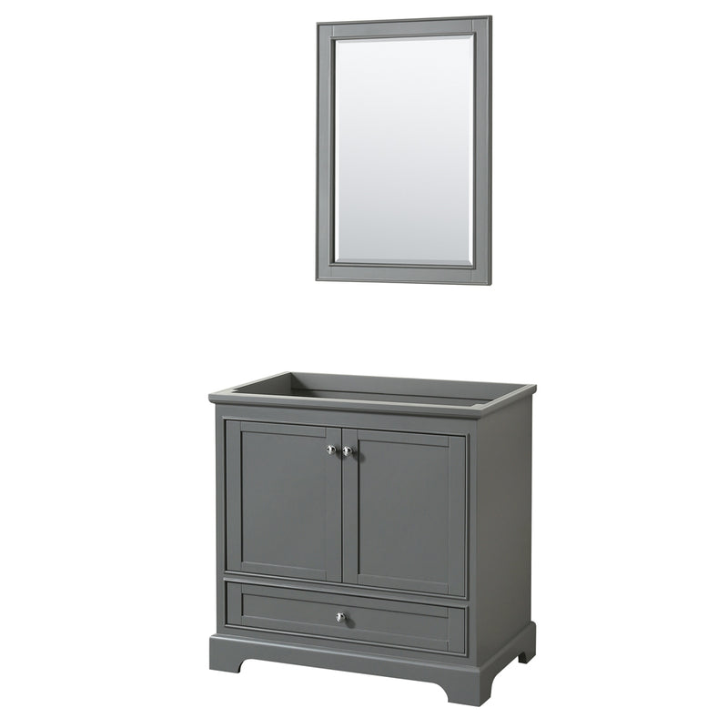 Wyndham Deborah 36" Single Bathroom Vanity In Dark Gray With No Countertop No Sink And 24" Mirror WCS202036SKGCXSXXM24