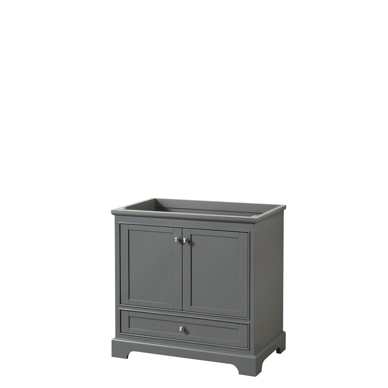 Wyndham Deborah 36" Single Bathroom Vanity In Dark Gray With No Countertop No Sink And No Mirror WCS202036SKGCXSXXMXX