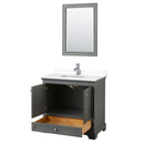 Wyndham Deborah 36" Single Bathroom Vanity In Dark Gray with White Cultured Marble Countertop Undermount Square Sink and 24" Mirror WCS202036SKGWCUNSM24