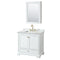 Wyndham Deborah 36" Single Bathroom Vanity In White With White Carrara Marble Countertop Undermount Square Sink Brushed Gold Trims And Medicine Cabinet WCS202036SWGCMUNSMED