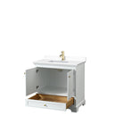 Wyndham Deborah 36" Single Bathroom Vanity In White with White Cultured Marble Countertop Undermount Square Sink Brushed Gold Trims and No Mirror WCS202036SWGWCUNSMXX