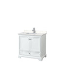 Wyndham Deborah 36" Single Bathroom Vanity In White With Light-Vein Carrara Cultured Marble Countertop Undermount Square Sink And No Mirror WCS202036SWHC2UNSMXX