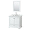 Wyndham Deborah 36" Single Bathroom Vanity In White With White Carrara Marble Countertop Undermount Square Sink And 24" Mirror WCS202036SWHCMUNSM24