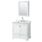 Wyndham Deborah 36" Single Bathroom Vanity In White With White Carrara Marble Countertop Undermount Square Sink And Medicine Cabinet WCS202036SWHCMUNSMED