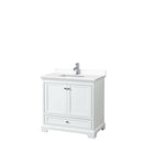 Wyndham Deborah 36" Single Bathroom Vanity In White With White Cultured Marble Countertop Undermount Square Sink And No Mirror WCS202036SWHWCUNSMXX