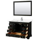 Wyndham Deborah 48" Single Bathroom Vanity In Dark Espresso with Light-Vein Carrara Cultured Marble Countertop Undermount Square Sink and 46" Mirror WCS202048SDEC2UNSM46