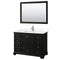 Wyndham Deborah 48" Single Bathroom Vanity In Dark Espresso With Light-Vein Carrara Cultured Marble Countertop Undermount Square Sink And 46" Mirror WCS202048SDEC2UNSM46