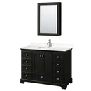 Wyndham Deborah 48" Single Bathroom Vanity In Dark Espresso With Light-Vein Carrara Cultured Marble Countertop Undermount Square Sink And Medicine Cabinet WCS202048SDEC2UNSMED