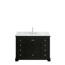 Wyndham Deborah 48" Single Bathroom Vanity In Dark Espresso White Carrara Marble Countertop Undermount Square Sink and No Mirror WCS202048SDECMUNSMXX