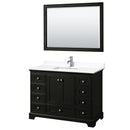 Wyndham Deborah 48" Single Bathroom Vanity In Dark Espresso With White Cultured Marble Countertop Undermount Square Sink And 46" Mirror WCS202048SDEWCUNSM46