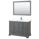 Wyndham Deborah 48" Single Bathroom Vanity In Dark Gray With White Cultured Marble Countertop Undermount Square Sink And 46" Mirror WCS202048SKGWCUNSM46