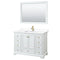 Wyndham Deborah 48" Single Bathroom Vanity In White With White Cultured Marble Countertop Undermount Square Sink Brushed Gold Trims And 46" Mirror WCS202048SWGWCUNSM46