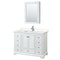 Wyndham Deborah 48" Single Bathroom Vanity In White With Light-Vein Carrara Cultured Marble Countertop Undermount Square Sink And Medicine Cabinet WCS202048SWHC2UNSMED