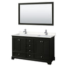 Wyndham Deborah 60" Double Bathroom Vanity In Dark Espresso With Light-Vein Carrara Cultured Marble Countertop Undermount Square Sinks And 58" Mirror WCS202060DDEC2UNSM58