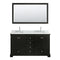 Wyndham Deborah 60" Double Bathroom Vanity In Dark Espresso White Carrara Marble Countertop Undermount Oval Sink and 58" Mirror WCS202060DDECMUNOM58