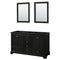 Wyndham Deborah 60" Double Bathroom Vanity In Dark Espresso No Countertop No Sink And 24" Mirror WCS202060DDECXSXXM24