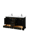 Wyndham Deborah 60" Double Bathroom Vanity In Dark Espresso with White Cultured Marble Countertop Undermount Square Sinks and No Mirrors WCS202060DDEWCUNSMXX