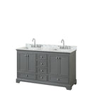 Wyndham Deborah 60" Double Bathroom Vanity In Dark Gray With White Carrara Marble Countertop Undermount Square Sinks And No Mirror WCS202060DKGCMUNSMXX