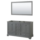 Wyndham Deborah 60" Double Bathroom Vanity In Dark Gray With No Countertop No Sinks And 58" Mirror WCS202060DKGCXSXXM58