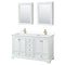 Wyndham Deborah 60" Double Bathroom Vanity In White With White Cultured Marble Countertop Undermount Square Sinks Brushed Gold Trims And Medicine Cabinets WCS202060DWGWCUNSMED