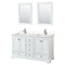 Wyndham Deborah 60" Double Bathroom Vanity In White With Light-Vein Carrara Cultured Marble Countertop Undermount Square Sinks And 24" Mirrors WCS202060DWHC2UNSM24