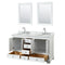 Wyndham Deborah 60" Double Bathroom Vanity In White with White Carrara Marble Countertop Undermount Oval Sinks and 24" Mirrors WCS202060DWHCMUNOM24