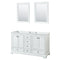 Wyndham Deborah 60" Double Bathroom Vanity In White With No Countertop No Sinks And 24" Mirrors WCS202060DWHCXSXXM24