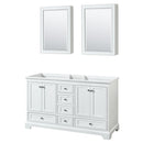 Wyndham Deborah 60" Double Bathroom Vanity In White With No Countertop No Sinks And Medicine Cabinets WCS202060DWHCXSXXMED