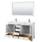 Wyndham Deborah 60" Double Bathroom Vanity In White with White Cultured Marble Countertop Undermount Square Sinks and 58" Mirror WCS202060DWHWCUNSM58