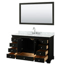 Wyndham Deborah 60" Single Bathroom Vanity In Dark Espresso White Carrara Marble Countertop Undermount Oval Sink and 58" Mirror WCS202060SDECMUNOM58