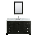 Wyndham Deborah 60" Single Bathroom Vanity In Dark Espresso White Carrara Marble Countertop Undermount Square Sink and Medicine Cabinet WCS202060SDECMUNSMED