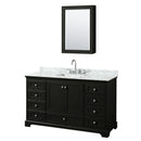 Wyndham Deborah 60" Single Bathroom Vanity In Dark Espresso White Carrara Marble Countertop Undermount Square Sink And Medicine Cabinet WCS202060SDECMUNSMED