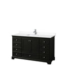 Wyndham Deborah 60" Single Bathroom Vanity In Dark Espresso With White Cultured Marble Countertop Undermount Square Sink And No Mirror WCS202060SDEWCUNSMXX