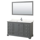 Wyndham Deborah 60" Single Bathroom Vanity In Dark Gray With Light-Vein Carrara Cultured Marble Countertop Undermount Square Sink And 58" Mirror WCS202060SKGC2UNSM58