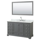 Wyndham Deborah 60" Single Bathroom Vanity In Dark Gray With White Carrara Marble Countertop Undermount Oval Sink And 58" Mirror WCS202060SKGCMUNOM58