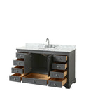 Wyndham Deborah 60" Single Bathroom Vanity In Dark Gray with White Carrara Marble Countertop Undermount Oval Sink and No Mirror WCS202060SKGCMUNOMXX