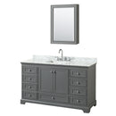 Wyndham Deborah 60" Single Bathroom Vanity In Dark Gray With White Carrara Marble Countertop Undermount Square Sink And Medicine Cabinet WCS202060SKGCMUNSMED