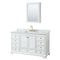 Wyndham Deborah 60" Single Bathroom Vanity In White With White Carrara Marble Countertop Undermount Square Sink Brushed Gold Trims And Medicine Cabinet WCS202060SWGCMUNSMED