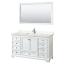 Wyndham Deborah 60" Single Bathroom Vanity In White With Light-Vein Carrara Cultured Marble Countertop Undermount Square Sink And 58" Mirror WCS202060SWHC2UNSM58