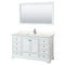 Wyndham Deborah 60" Single Bathroom Vanity In White With Light-Vein Carrara Cultured Marble Countertop Undermount Square Sink And 58" Mirror WCS202060SWHC2UNSM58