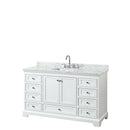 Wyndham Deborah 60" Single Bathroom Vanity In White With White Carrara Marble Countertop Undermount Square Sink And No Mirror WCS202060SWHCMUNSMXX