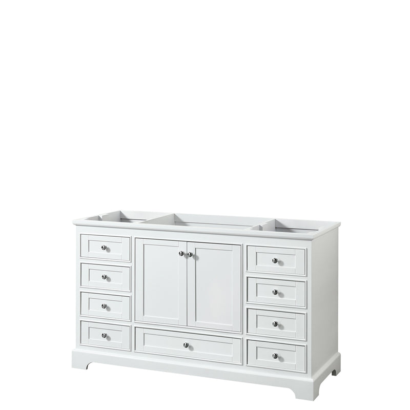 Wyndham Deborah 60" Single Bathroom Vanity In White With No Countertop No Sink And No Mirror WCS202060SWHCXSXXMXX