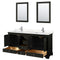 Wyndham Deborah 72" Double Bathroom Vanity In Dark Espresso with Light-Vein Carrara Cultured Marble Countertop Undermount Square Sinks and 24" Mirrors WCS202072DDEC2UNSM24