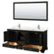 Wyndham Deborah 72" Double Bathroom Vanity In Dark Espresso with Light-Vein Carrara Cultured Marble Countertop Undermount Square Sinks and 70" Mirror WCS202072DDEC2UNSM70